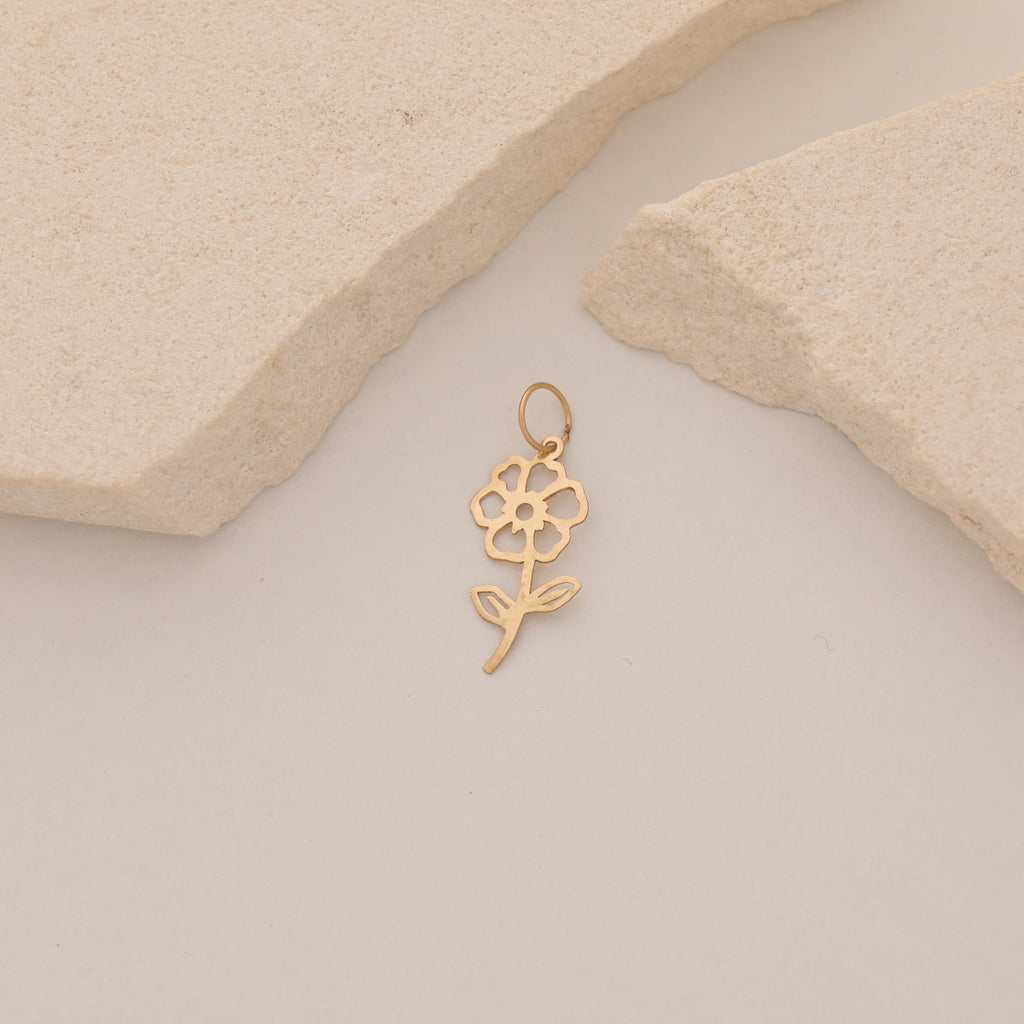 MINIMAL ELEGANTE BLUME ANHÄNGER | 14K GOLD