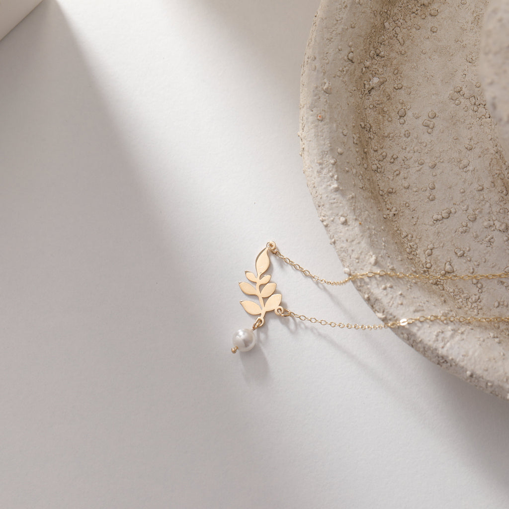 PERLENBLATT HALSKETTE | 14K GOLD