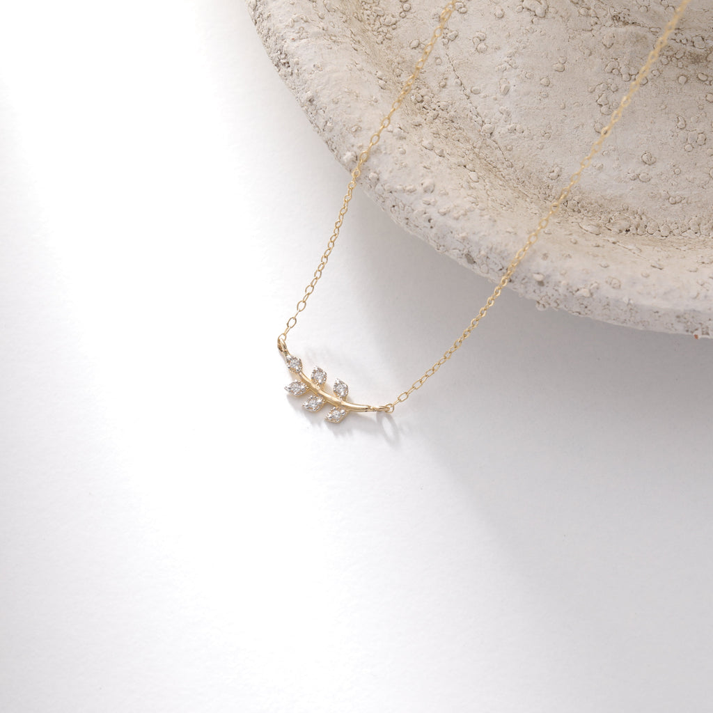 ZIRKONIA UND OLIVENZWEIG| 14K GOLD
