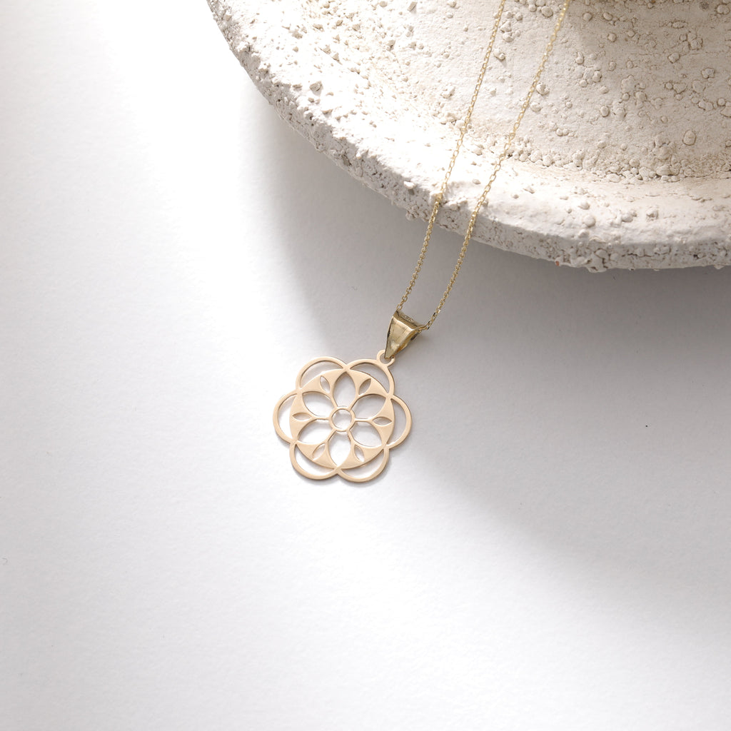 MIT BLUMENMOTIV ANHÄNGER | 14K GOLD