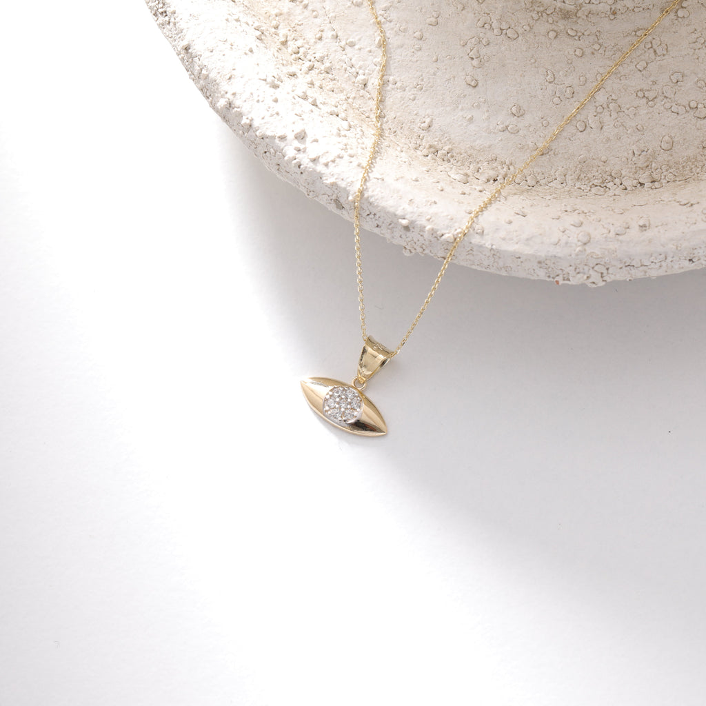 ZIRKONSTEIN AUGE ANHÄNGER | 14K GOLD