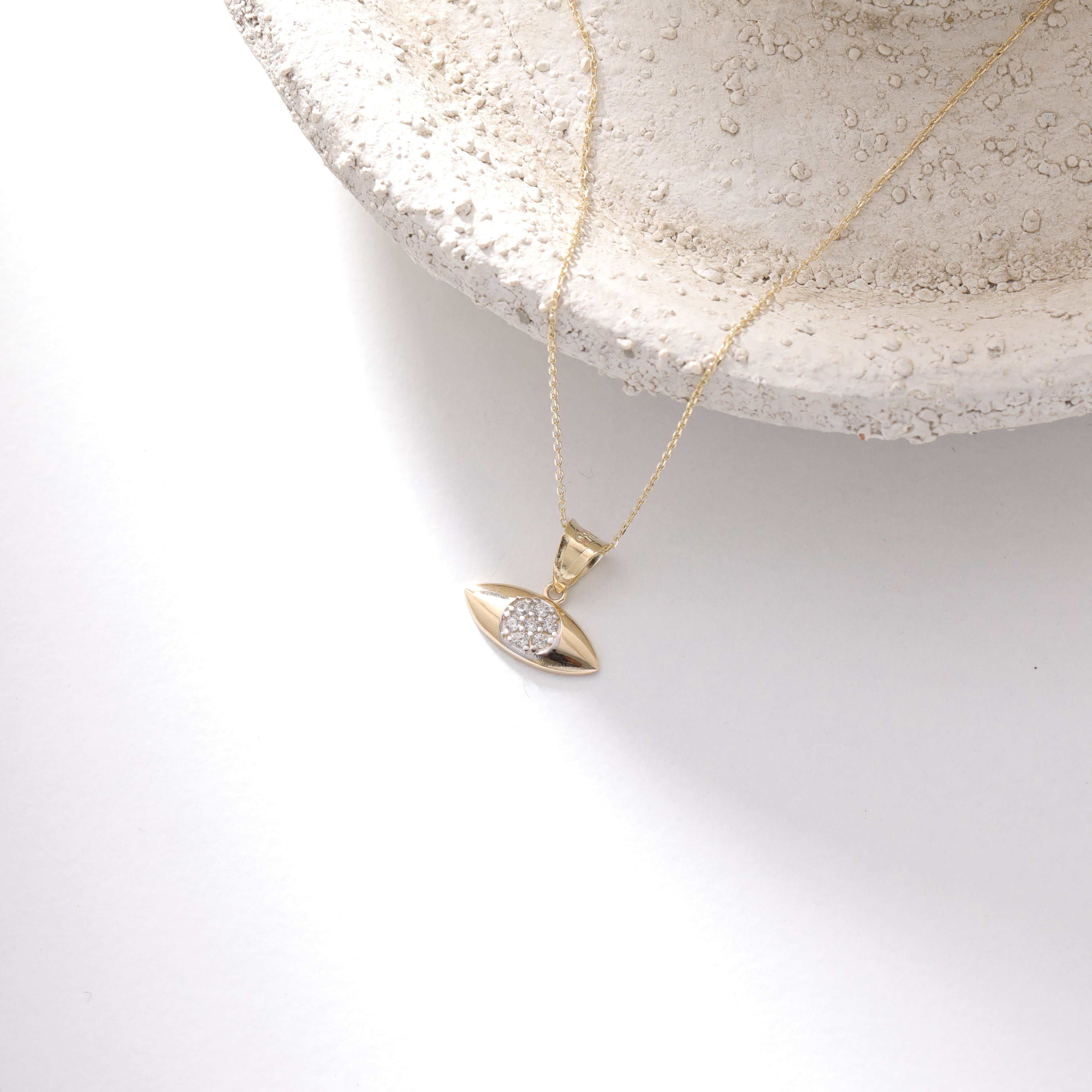 ZIRKONSTEIN AUGE ANHÄNGER | 14K GOLD