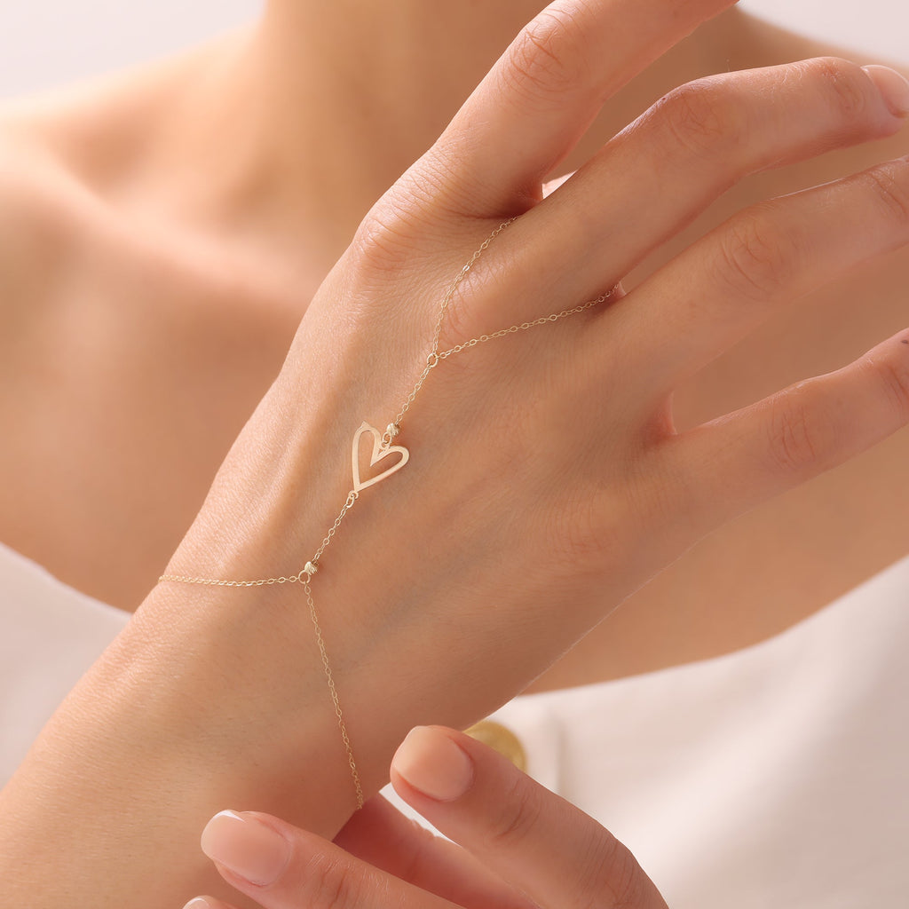 DORICA-KETTE HERZ HANDKETTE | 14K GOLD