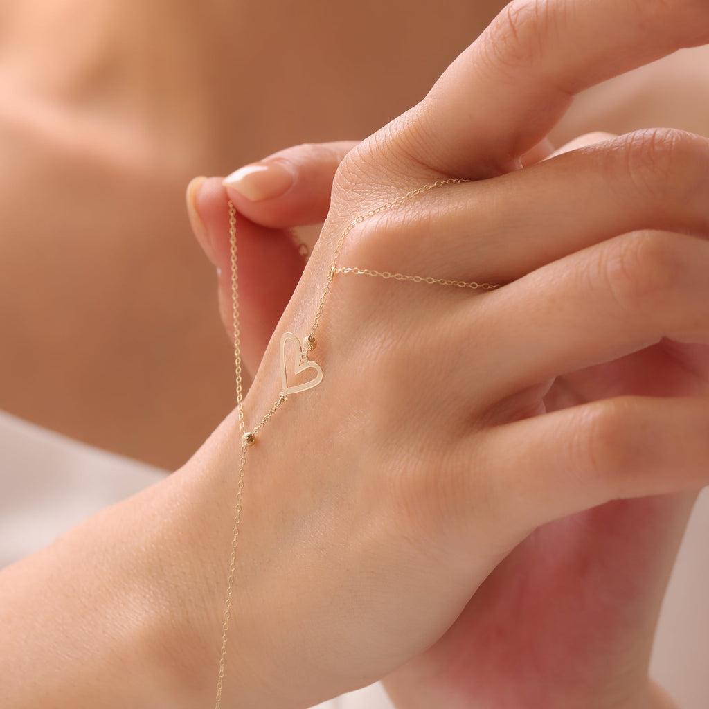 DORICA-KETTE HERZ HANDKETTE | 14K GOLD