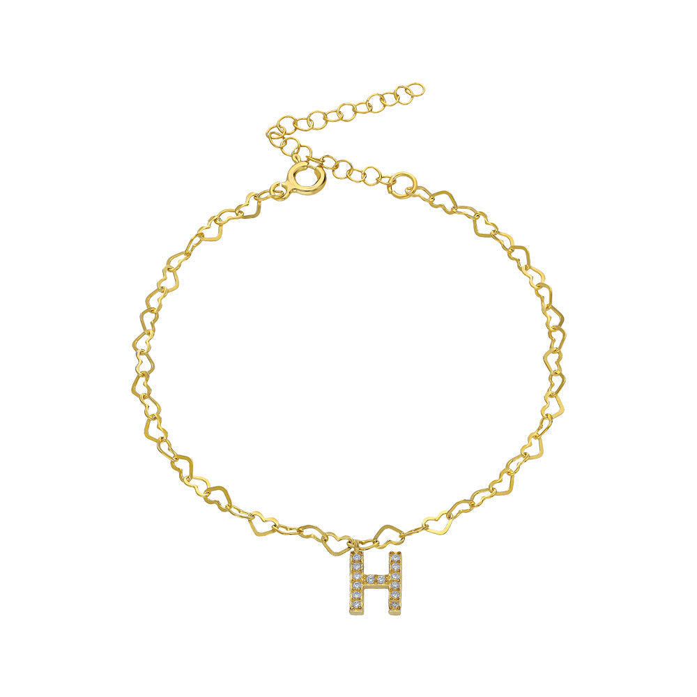HERZ CHAIN ARMKETTE MIT INITIALEN aus 925 Silber - Eleganter Halskette - AURIME