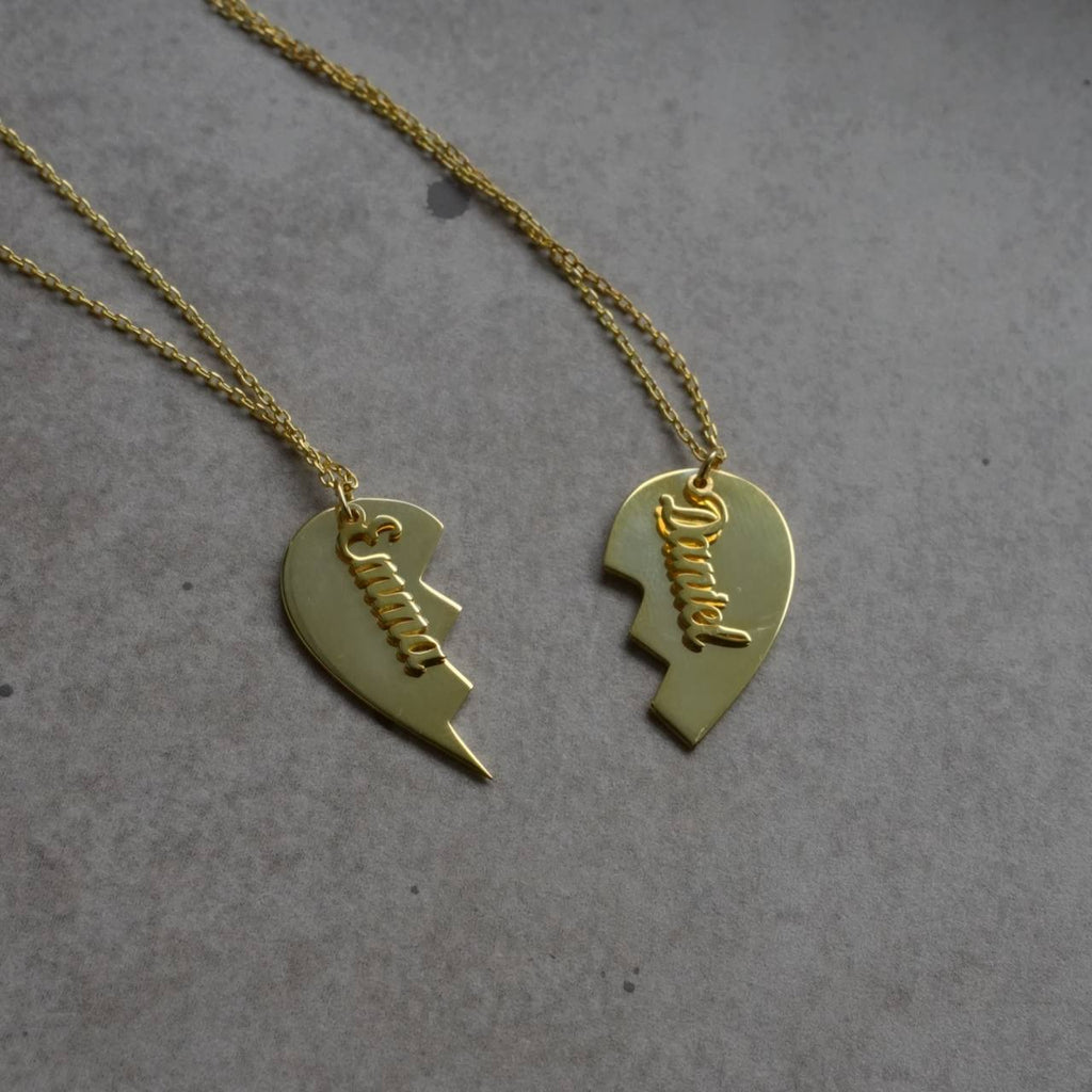 COUPLE HEART NAME NECKLACE aus 925 Silber - Hochwertiger Schmuck - AURIME
