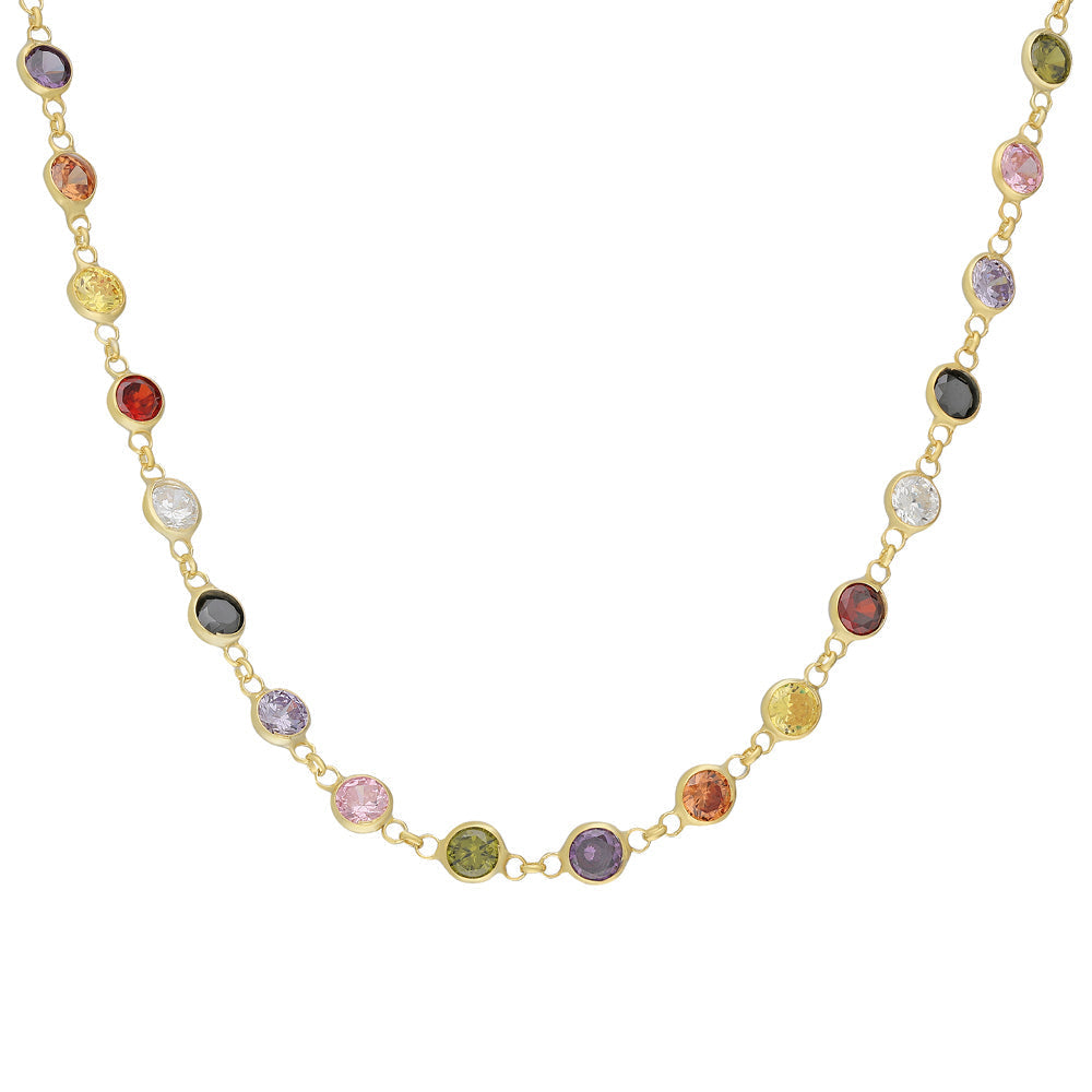 COLORFULL ZIRKONIA STEIN HALSKETTE aus 925 Silber - Eleganter Halskette - AURIME