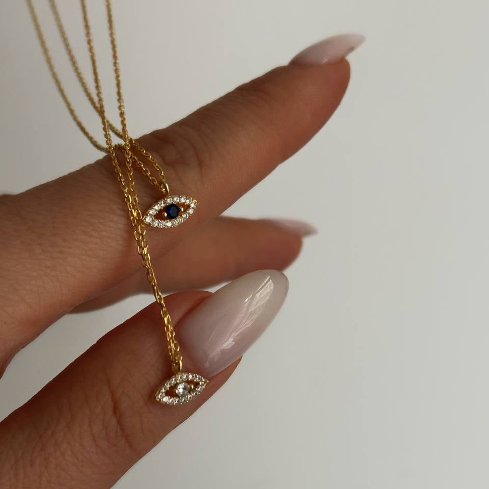 MINI ZIRKON AUGEN HALSKETTE aus 925 Silber - Eleganter Halskette - AURIME