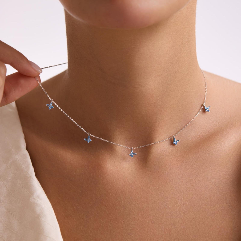 BUTTERFLY AQUA KETTE | 925 SILBER