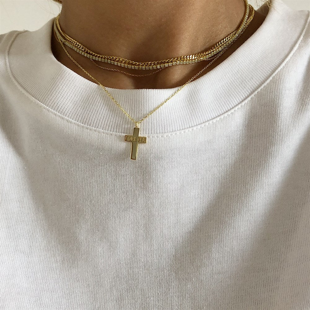 KREUZKETTE MIT NAME aus 925 Silber - Eleganter Halskette - AURIME