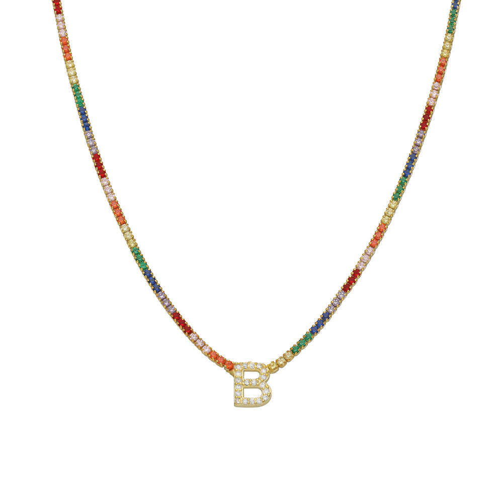 COLORFULL ICED OUT LETTER NECKLACE | 925 SILBER