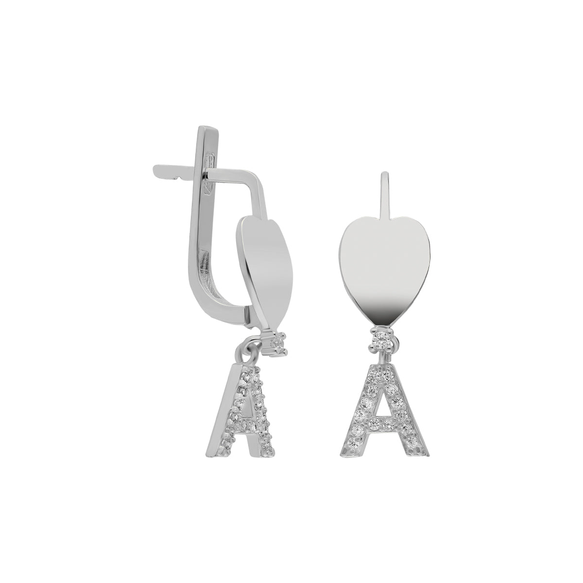 Herz Buchstaben Ohrring - 925 SILBER aus 925 Silber - Eleganter Ohrringe - AURIME
