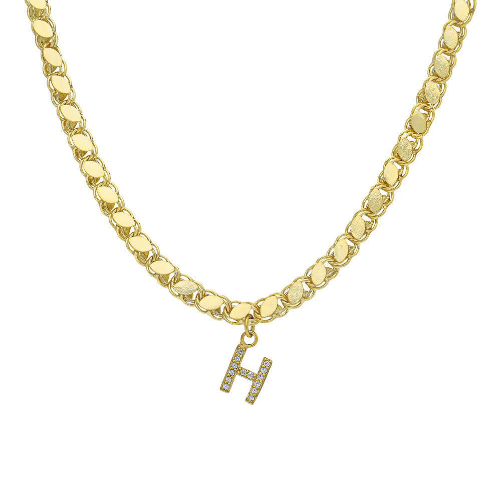 GERSTENKETTE MIT ZIRKONIA BUCHSTABEN aus 925 Silber - Eleganter Halskette - AURIME