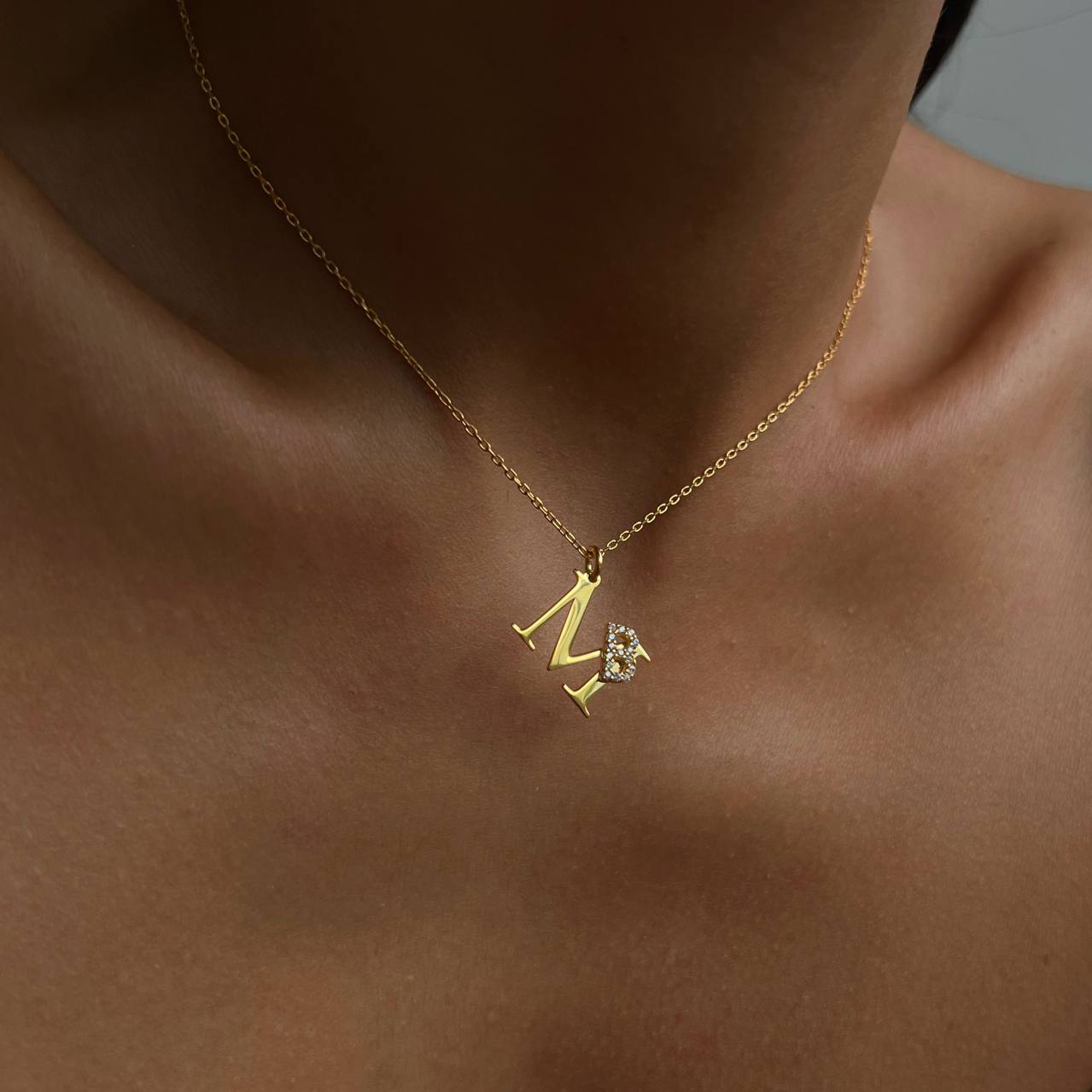 INITIALEN COMBO HALSKETTE aus 925 Silber - Eleganter Halskette - AURIME