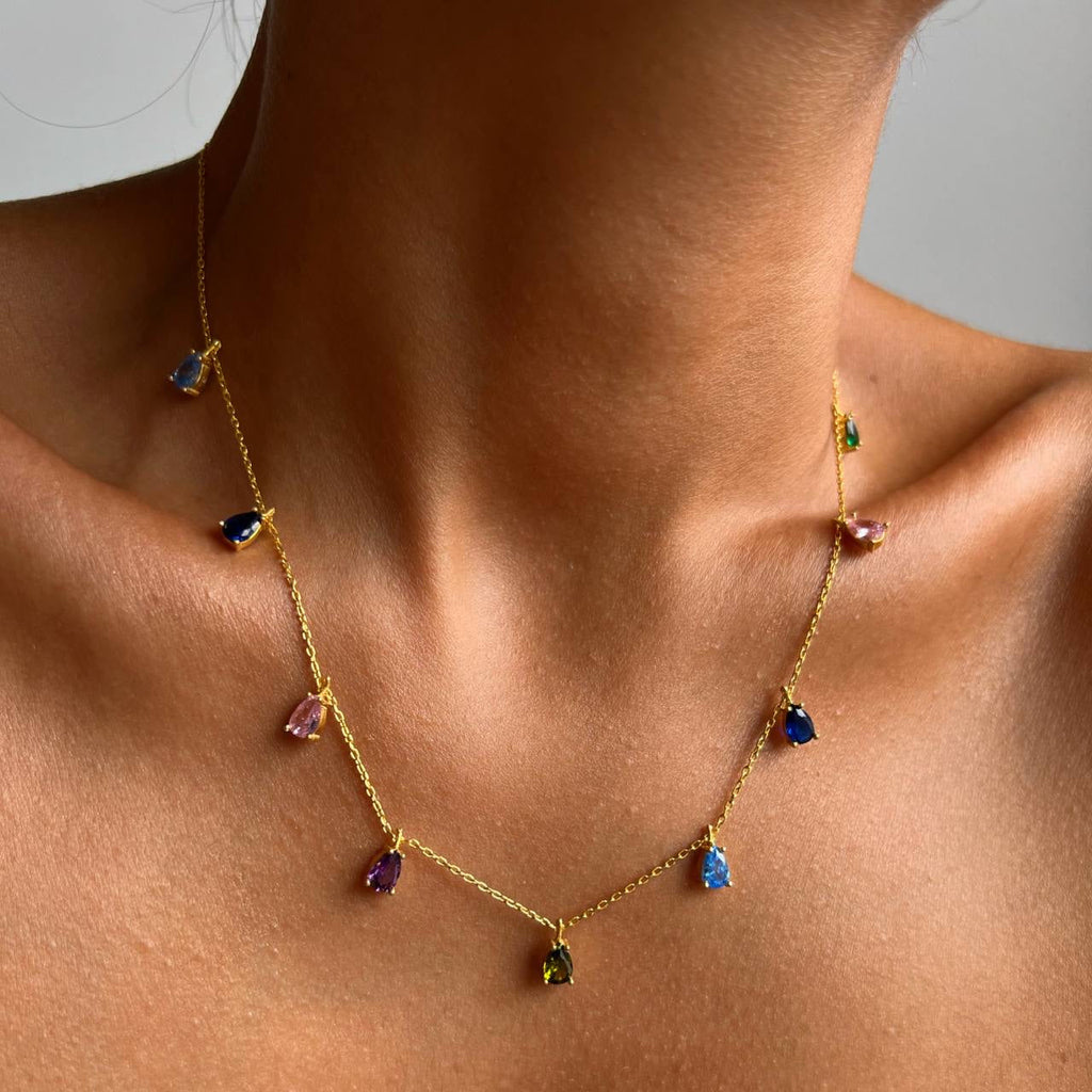 COLORFULL DROP HALSKETTE aus 925 Silber - Eleganter Halskette - AURIME