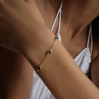 MINIMAL SCHWARZE KLEE ARMKETTE aus 925 Silber - Eleganter Halskette - AURIME