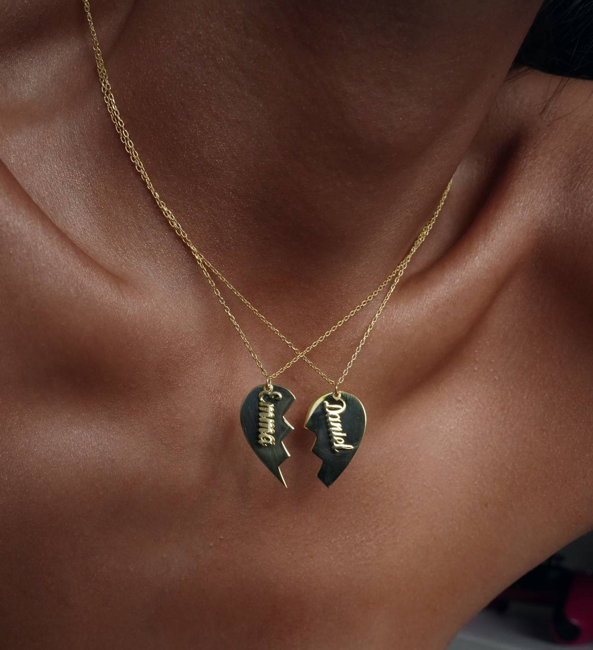 COUPLE HEART NAME NECKLACE aus 925 Silber - Hochwertiger Schmuck - AURIME