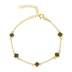 MINIMAL SCHWARZE KLEE ARMKETTE aus 925 Silber - Eleganter Halskette - AURIME