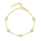 MINIMAL WEISSE KLEE ARMKETTE aus 925 Silber - Eleganter Halskette - AURIME