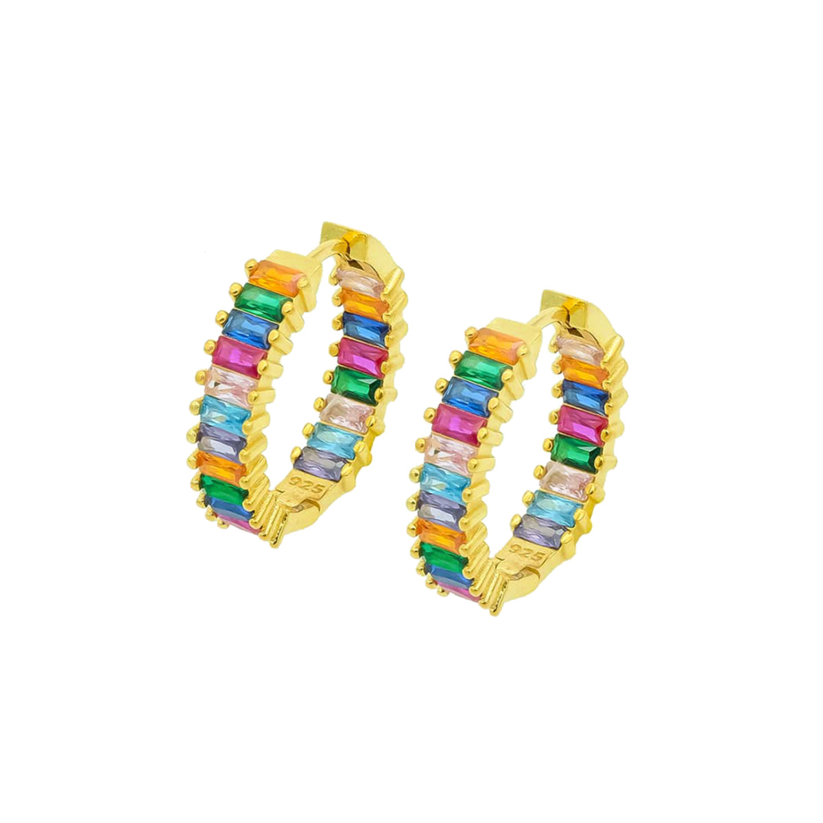 BAGUETTE COLORFULL CREOLEN OHRRING aus 925 Silber - Eleganter Ohrringe - AURIME