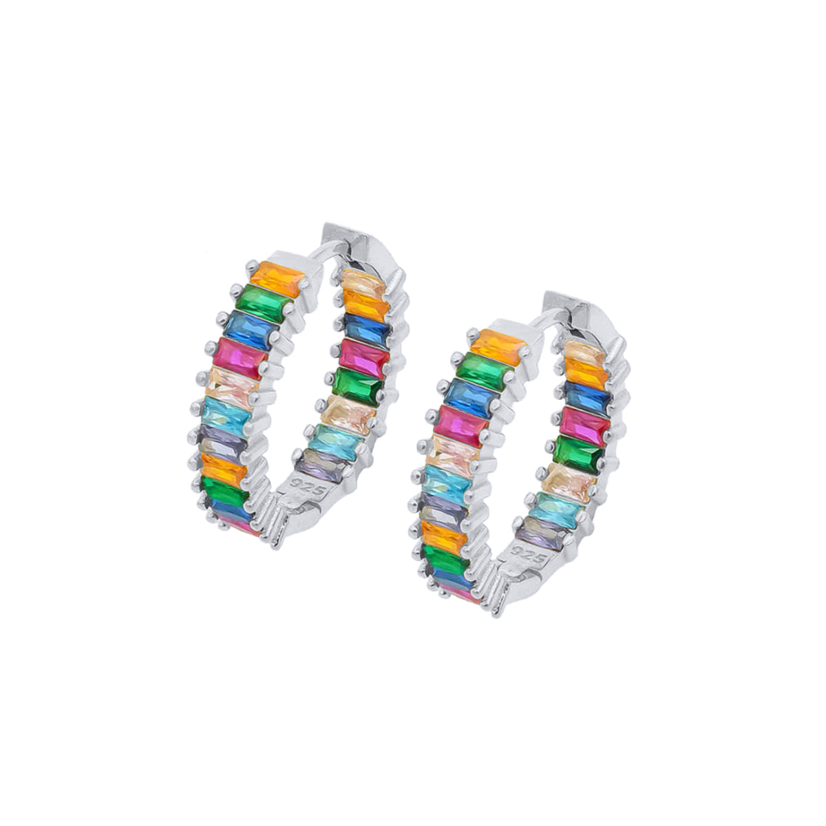 BAGUETTE COLORFULL CREOLEN OHRRING aus 925 Silber - Eleganter Ohrringe - AURIME