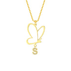 BUTTERFLY KETTE MIT WUNSCHBUCHSTABE aus 925 Silber - Eleganter Halskette - AURIME