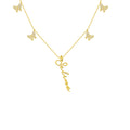 Sterngoldene Butterfly X Signatur Kette aus 925 Silber von AURIME, detailliertes Schmuckstück mit filigranem Design.