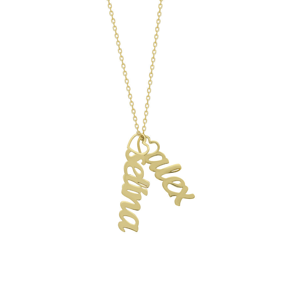 DUO HEART NAME NECKLACE aus 925 Silber - Hochwertiger Schmuck - AURIME