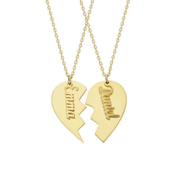 COUPLE HEART NAME NECKLACE aus 925 Silber - Hochwertiger Schmuck - AURIME