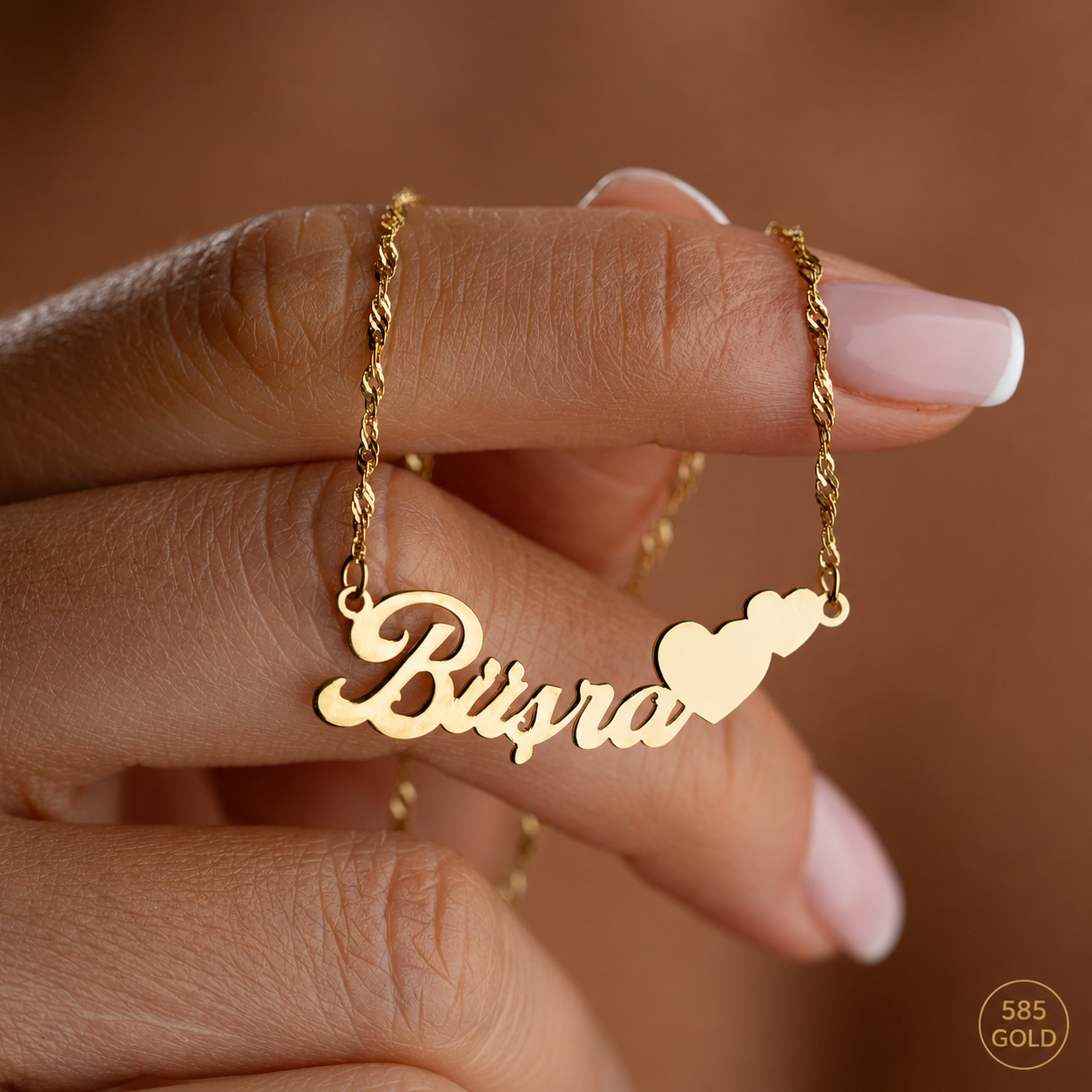 WAAGERECHT HERZ NAMENSKETTE | 14K GOLD