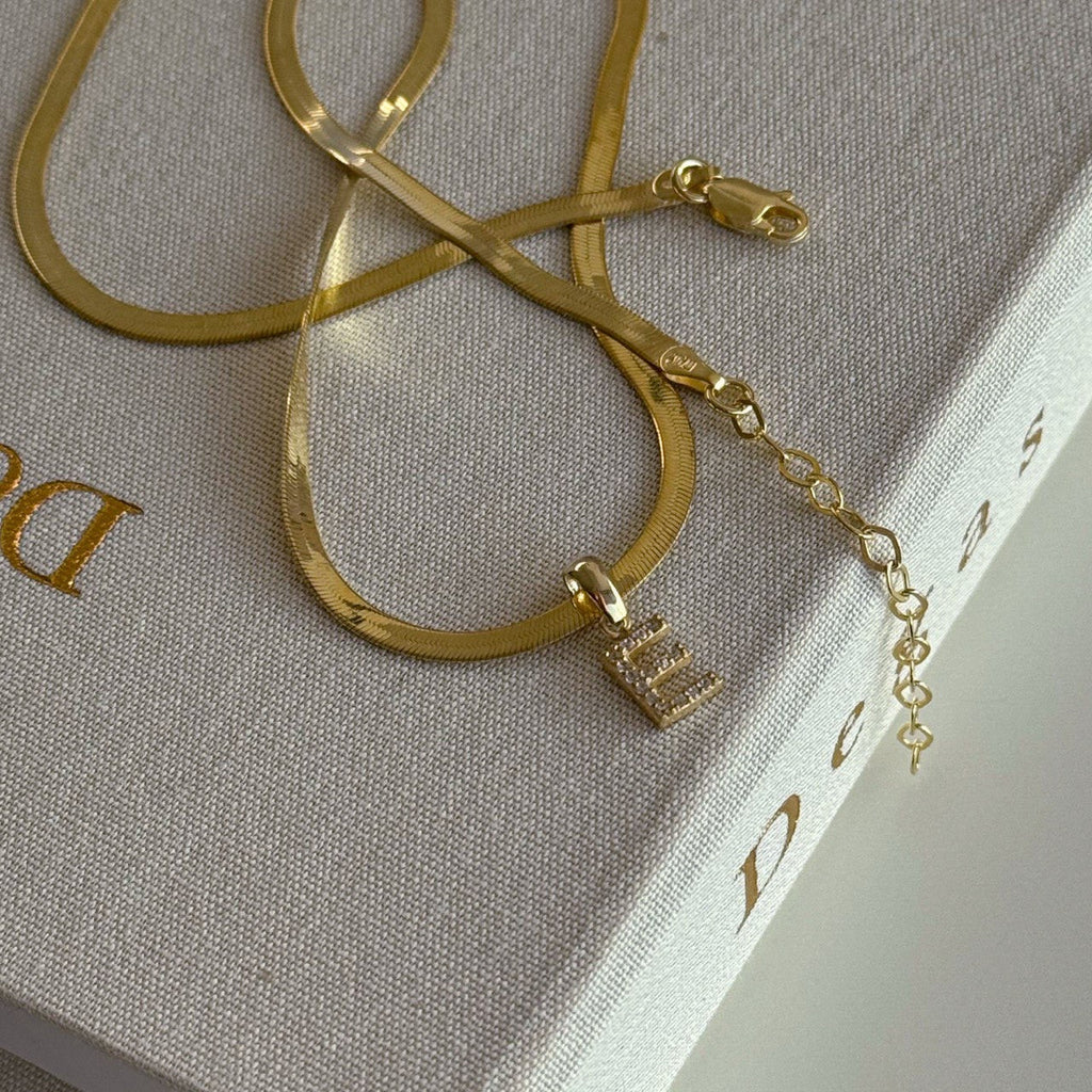SNAKE ZIRKONIA BUCHSTABEN KETTE aus 925 Silber - Eleganter Halskette - AURIME