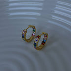BAGUETTE COLORFULL CREOLEN OHRRING aus 925 Silber - Eleganter Ohrringe - AURIME