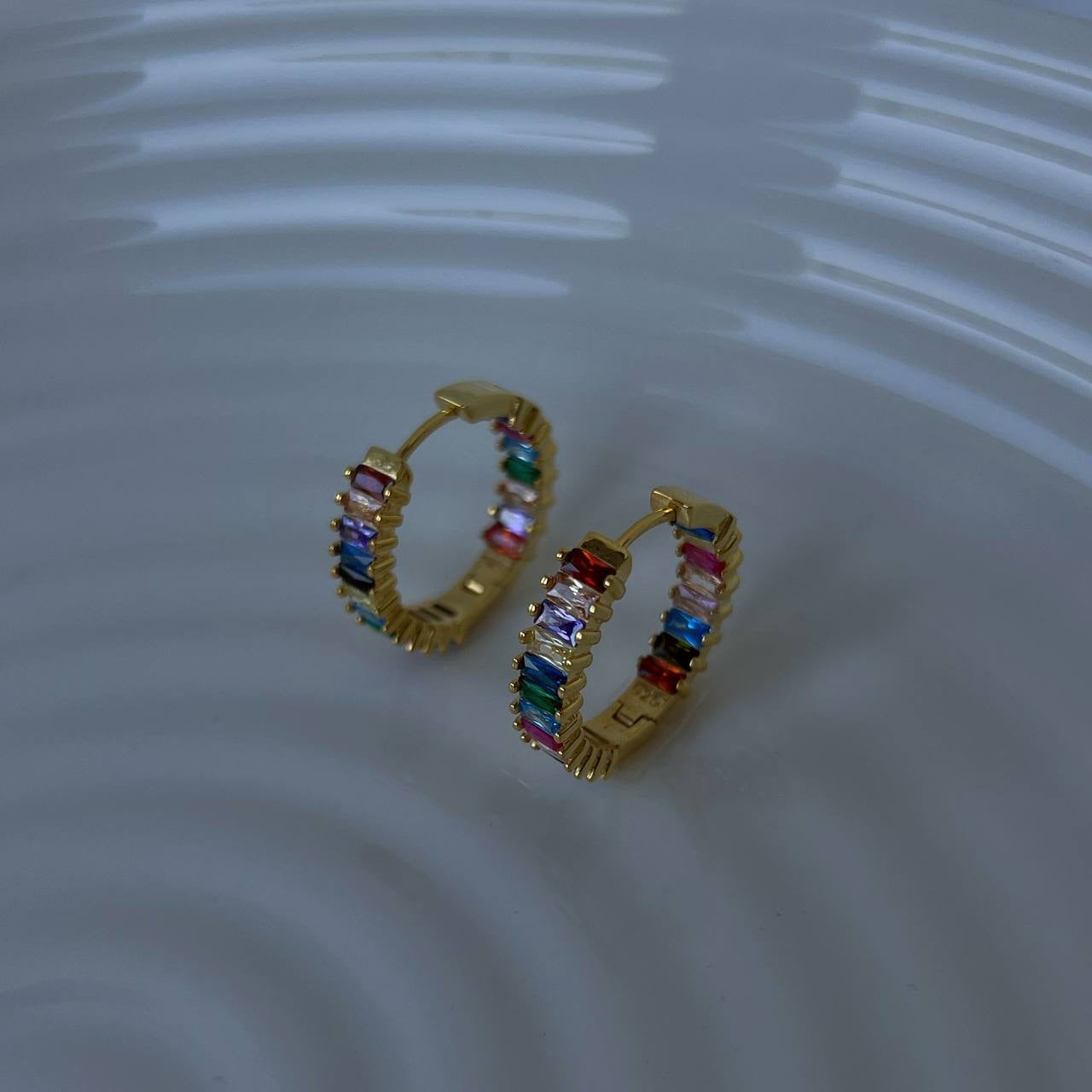 BAGUETTE COLORFULL CREOLEN OHRRING aus 925 Silber - Eleganter Ohrringe - AURIME