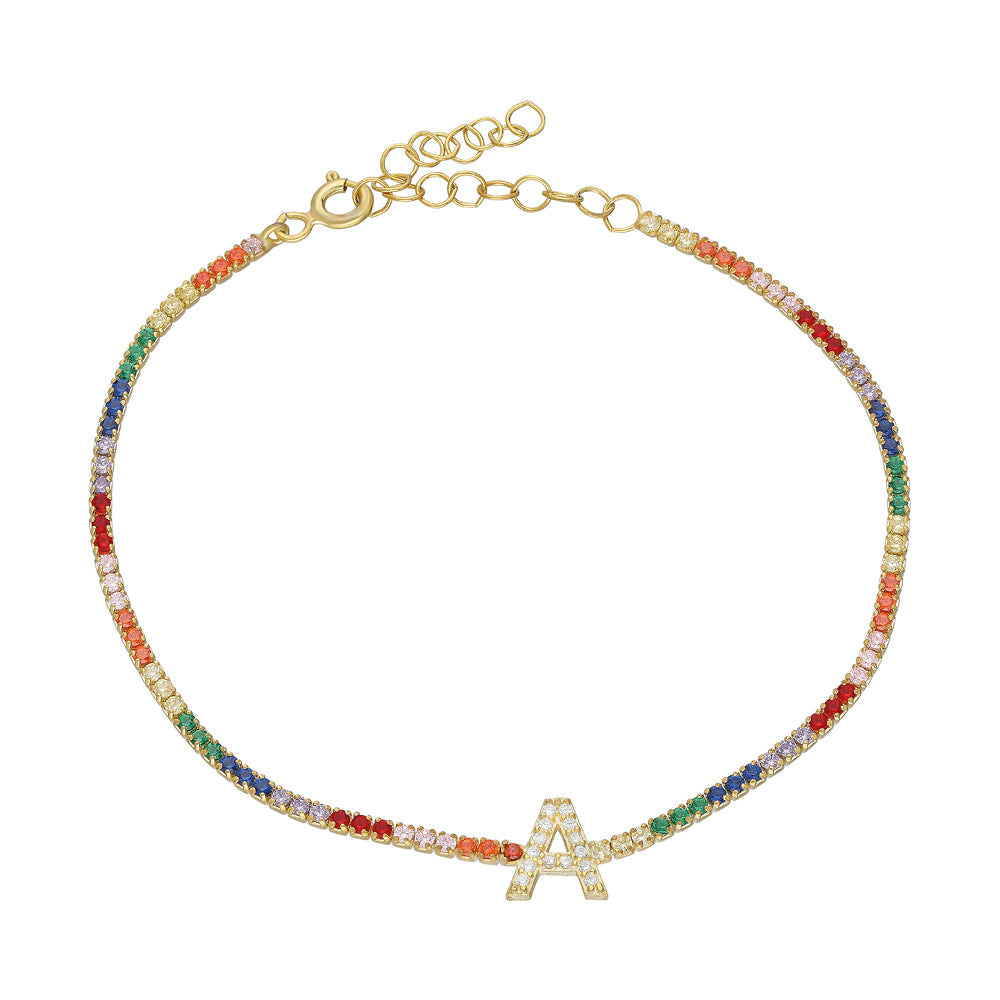 COLORFULL ICED OUT LETTER BRACELET | 925 SILBER