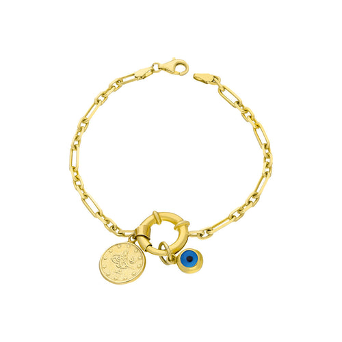 Silbernes Nazar-Armband von Aurime mit Ceyrek-Design, schützendes Schmuckstück mit blauer Nazar-Augen-Dekoration.