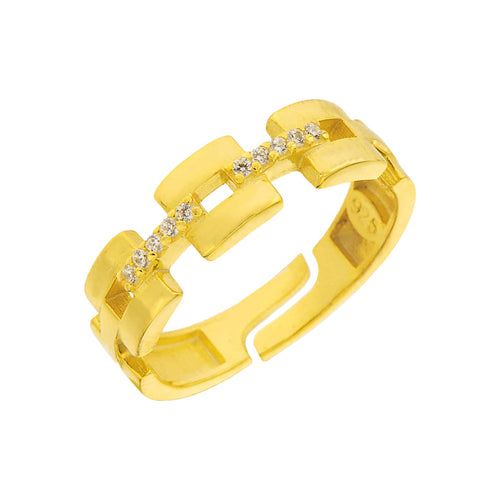 Silberring mit Zirkonia-Kette im Ring-Design, 925er Silber, von AURIME, detailreiche und elegante Schmuckstückaufnahme
