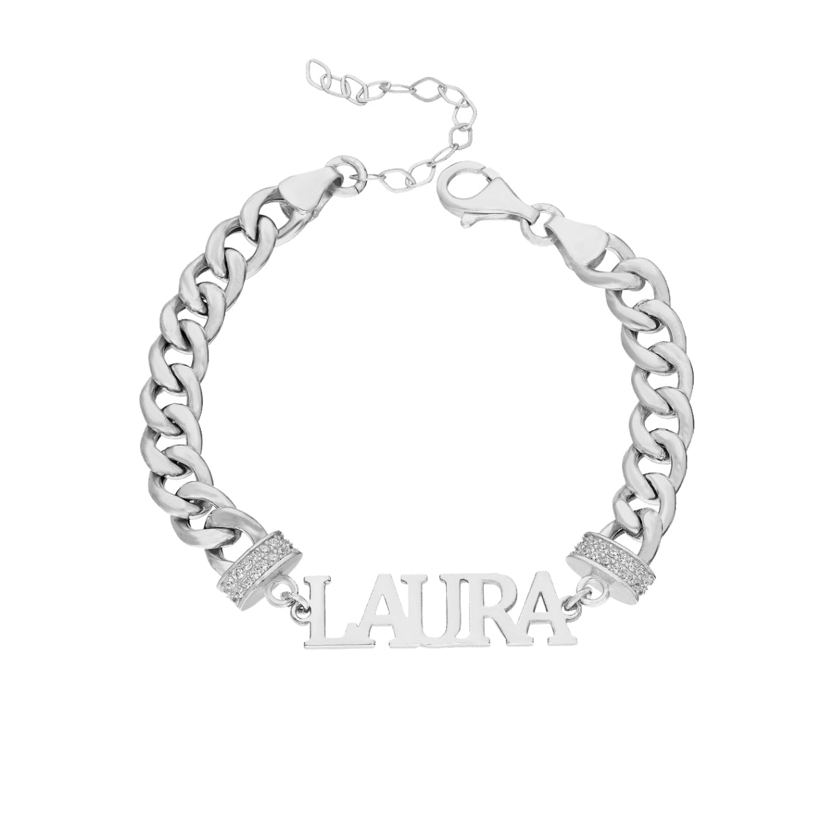 CUBICE ARMKETTE MIT WUNSCHNAMEN aus 925 Silber - Eleganter Halskette - AURIME