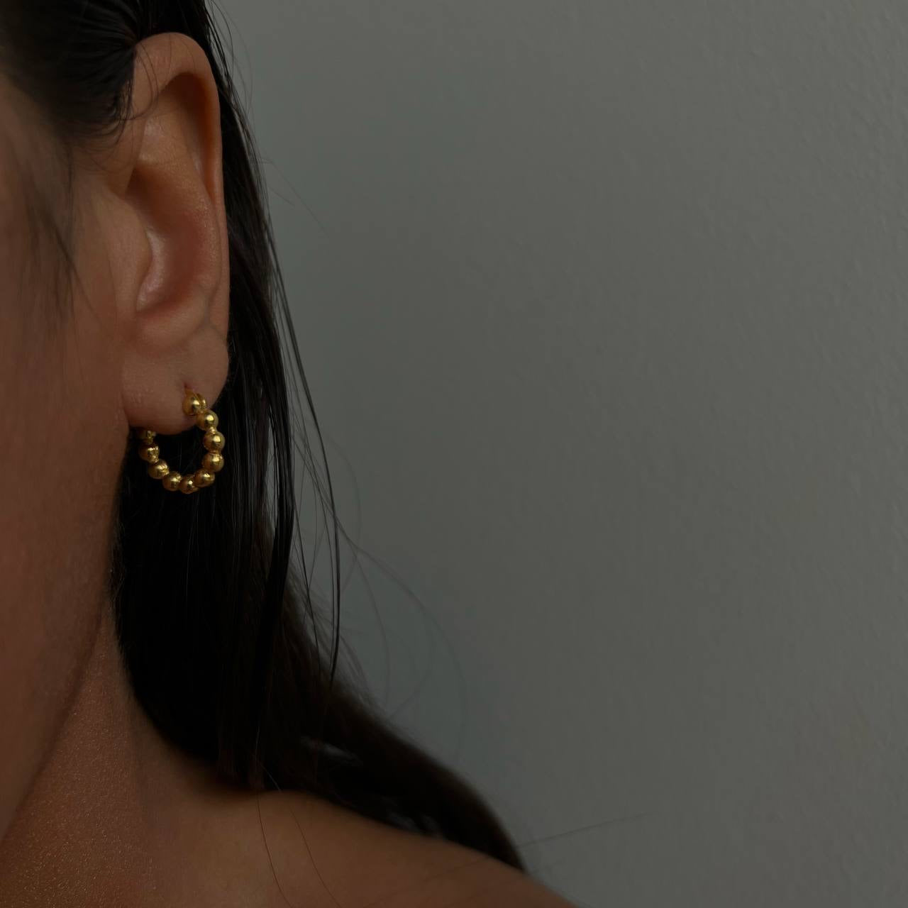 22mm Round Beaded Hoop Earrings