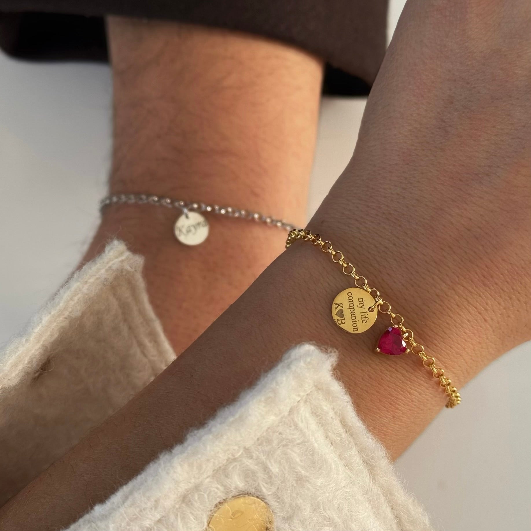 DOCH HERZ GEBURTSSTEIN PARTNER ARMBÄNDER | 925 SILBER