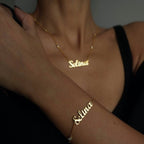 DOUBLE ZIRKONIA NAMENSARMBAND aus 925 Silber - Eleganter Armband - AURIME