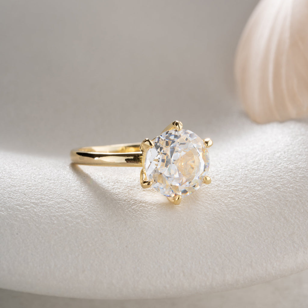 RUNDER STEIN RING | 925 SILBER