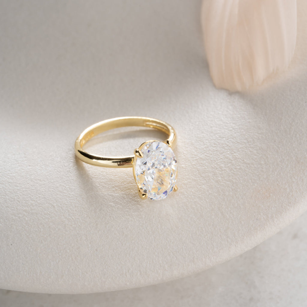 OVALER STEIN RING | 925 SILBER
