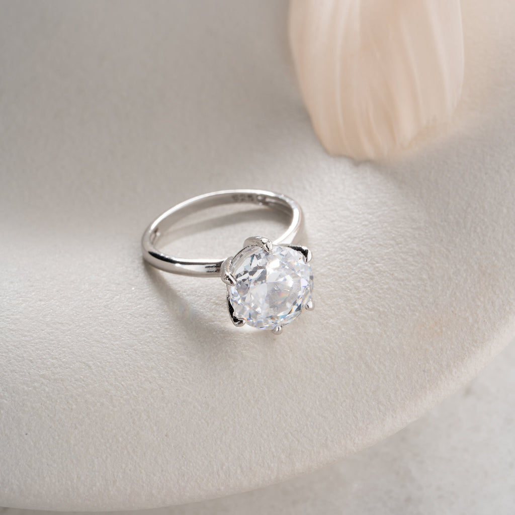 RUNDER STEIN RING | 925 SILBER