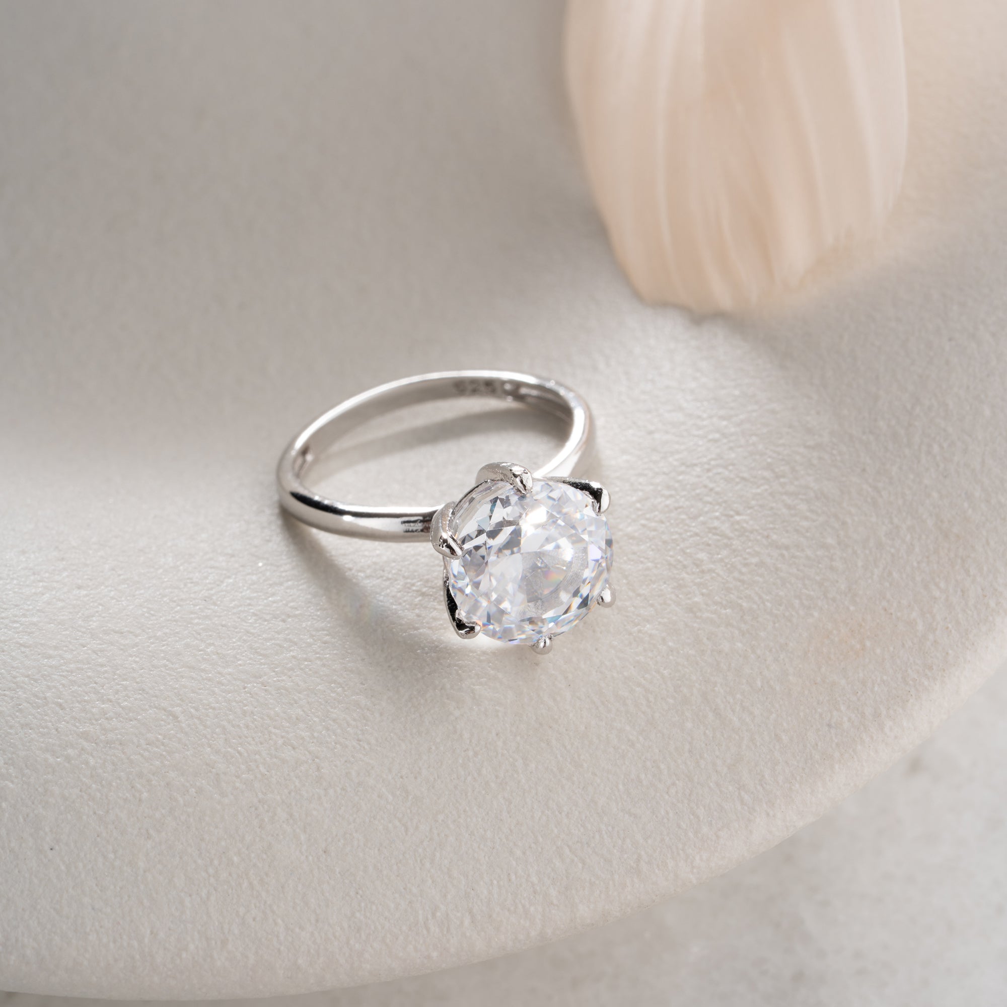 RUNDER STEIN RING | 925 SILBER