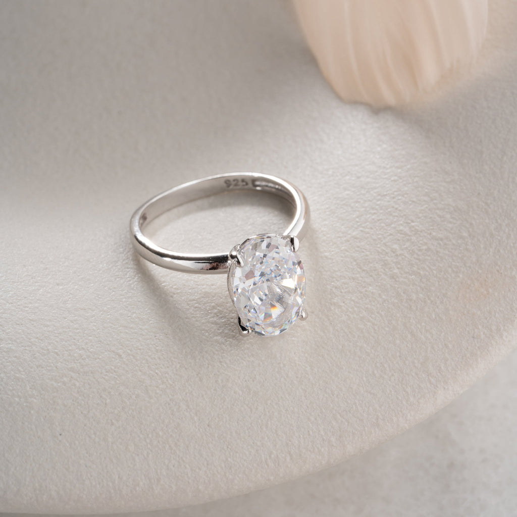 OVALER STEIN RING | 925 SILBER