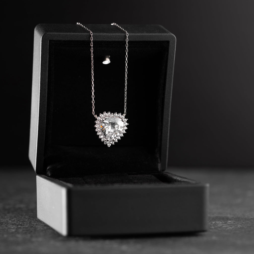 KRISTALLHERZ HALSKETTE | 925 SILBER