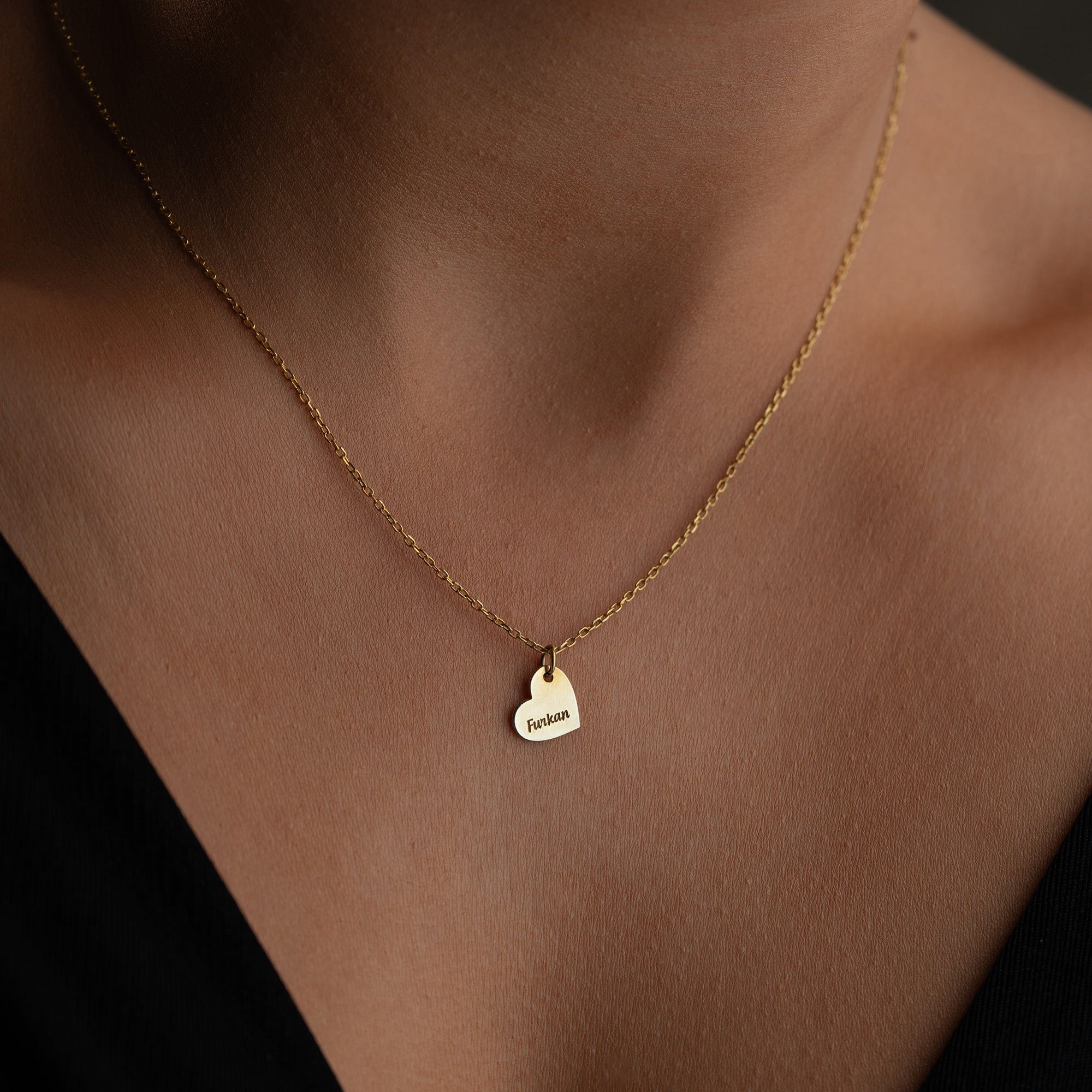 MINIMAL GRAVUR HERZ HALSKETTE | 925 SILBER