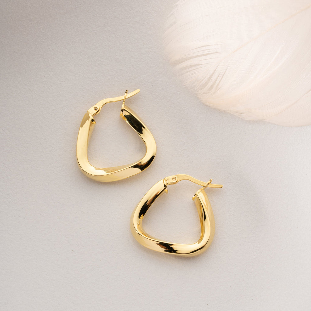 ASYMMETRISCHE SPIRALE GOLD OHRRINGE | 925 SILBER