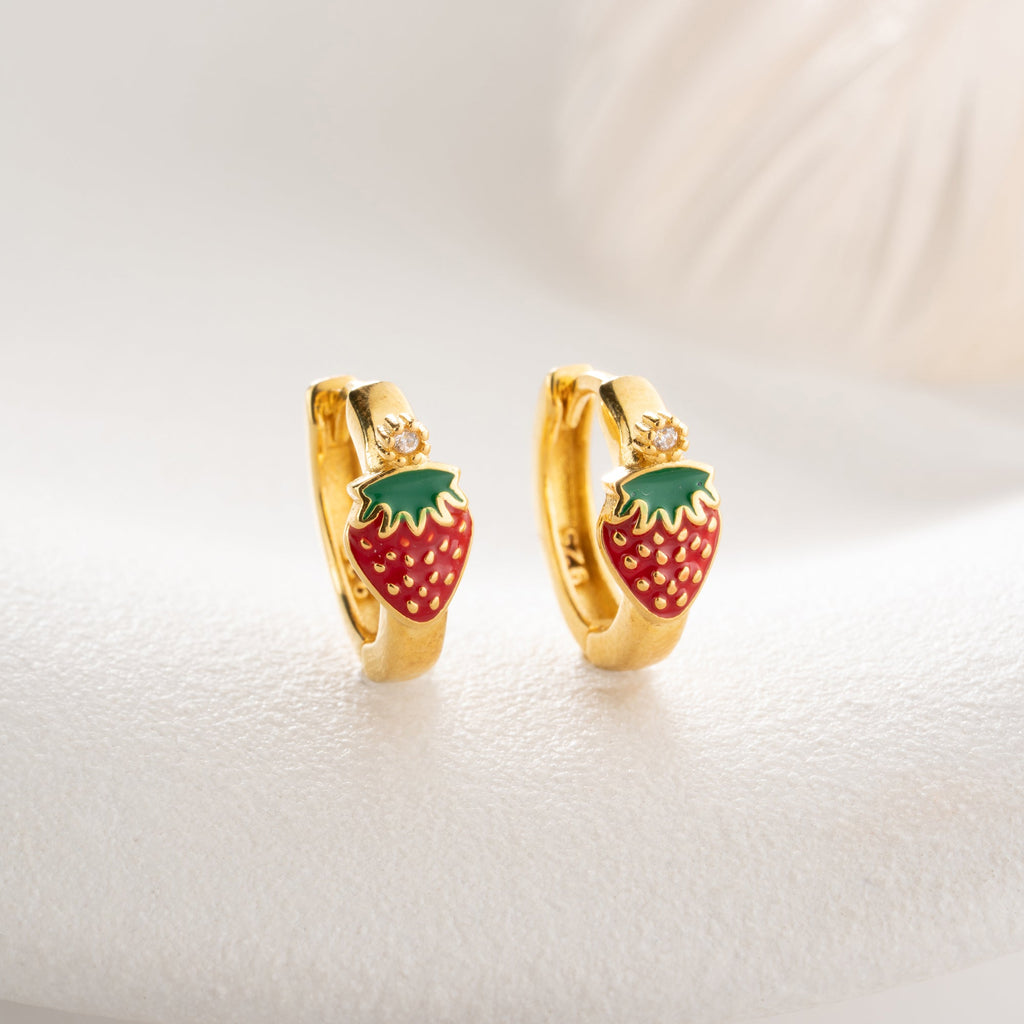 MINI-ERDBEERE OHRRINGE | 925 SILBER