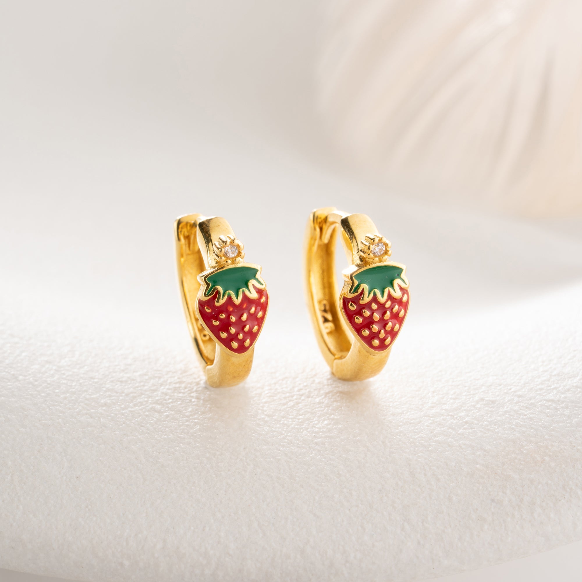 MINI-ERDBEERE OHRRINGE | 925 SILBER